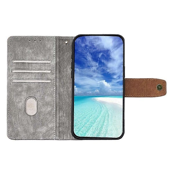 Läderfodral med Skinnkänsla för Samsung Galaxy A15 4G / 5G[D] Grey