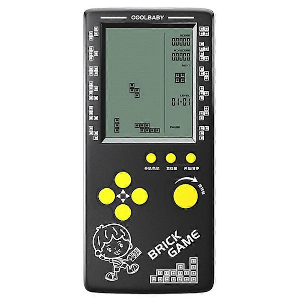 RS-100 Tetris Spelkonsol Klassiskt Blockspel Pusselspel Spelare Handhållen Spelmaskin Tegelspel Batterier ingår ej Beyamis Black