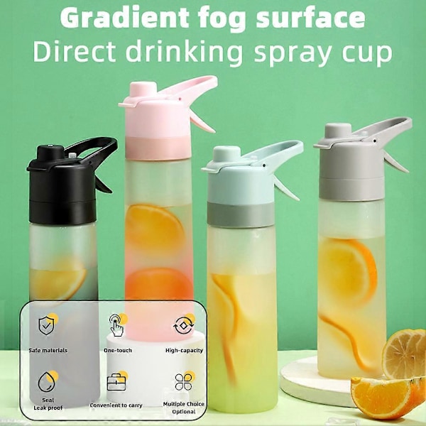 650 ml Gradient Matte Spray Kätevä Vesipullo Kannettava Suuri Urheilukuppi Ulkoiluun [D] Green 650ml