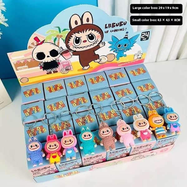 Rabu Blind Box Nyckelring 12/24st Kawaii Rabu Tecknade Figurer Mystisk Låda Rumsdekorationer Flicka Leksak Skolväska Hänge Gåva(D) color Blind Box 12pcs