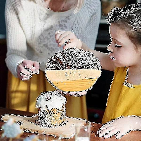 Sett med 2 brødhevingskurver - rund og oval brød bakebolle - brødkniv - deigskrape