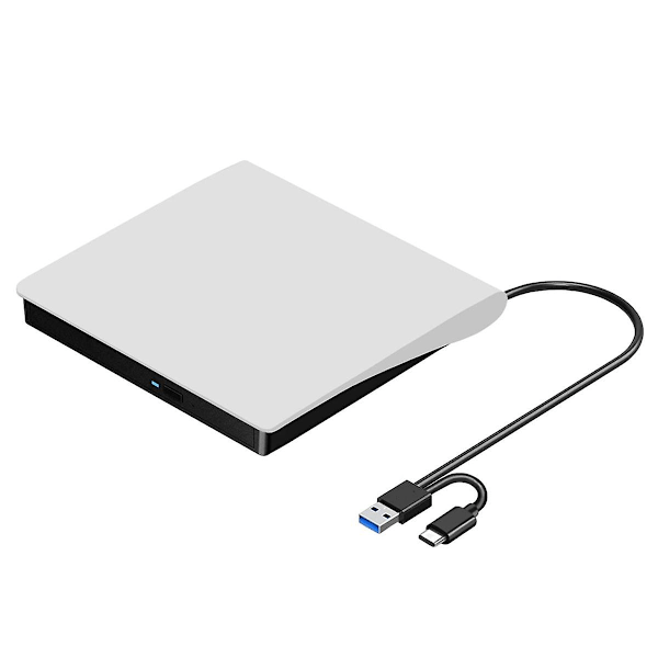 Extern CD/DVD +/-RW-enhet, USB 3.0 & USB-C Bärbar CD & DVD ROM Brännare Spelare Läsare Skrivare Omskrivare Diskenhet,