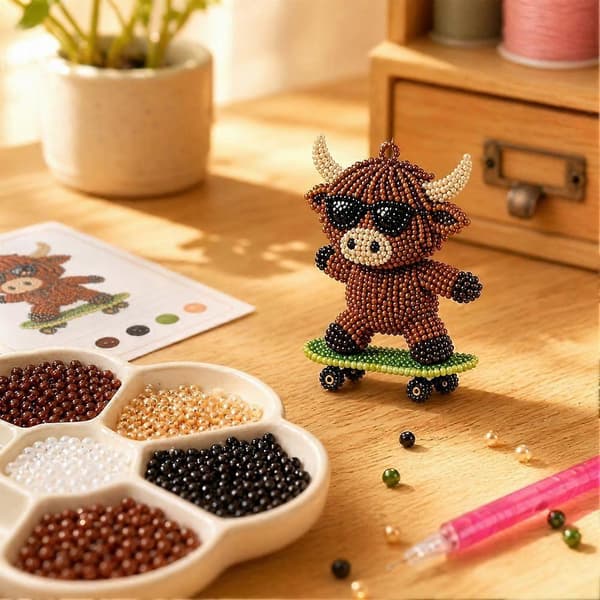 Farverig Perle DIY Highland Ko 3D Vedhæng Håndværkssæt Til Voksen Håndarbejde (D) A