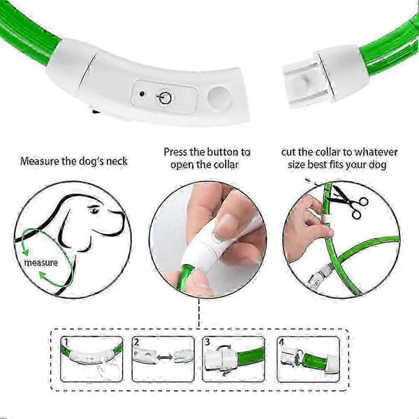 Justerbart glitter LED hundehalsbånd, reflekterende USB oppladbart halsbånd for små til store hunder[D]