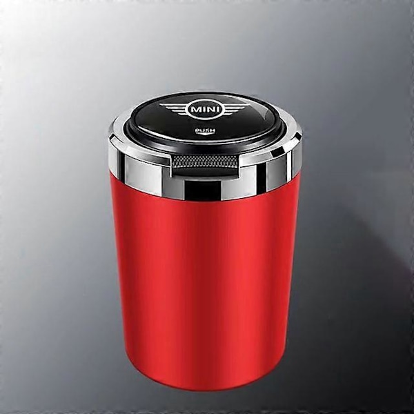 Askebægre egnet til Mini Cooper Countryman WORKS R55 R56 R60 F54 F55 F56 et-tryks åbent låg multifunktionelt bilaskebæger interiørdele[D] Red