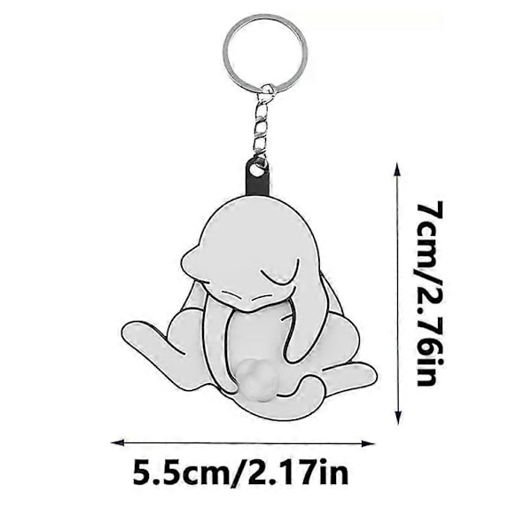 Rolig Viftande Katt Nyckelring, 3D Roterande Kattbollar Fidget Leksak Nyckelring[D] black