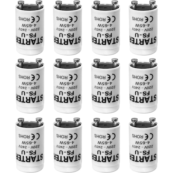 12 Stycken Lysrörsglimstarter 4-65W 200-250V LED Starter för LED-lysrör Starter Lysrör LED för Lysrör Neonrör Lampor