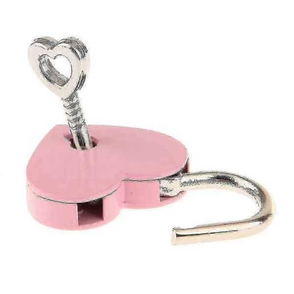 Mini Lås Med Nyckel - Litet Metallhjärtformat Hänglås För Smyckeskrin Dagbok - Rosa 3 St[D]