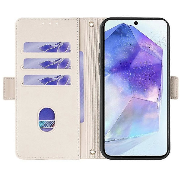 For Samsung Galaxy A26 5G Lær Lommebok Etui RFID Blokkerende Stativdeksel med Håndstropp - Grønn[D] Multicolor White