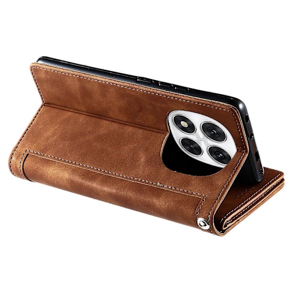 Xiaomi Redmi Note 14 4G (164,84x78,15x8,16mm) Kotelo Puhelinkuori Vetoketjullisella Lompakolla 9 Korttipaikalla[D] Multicolor Brown