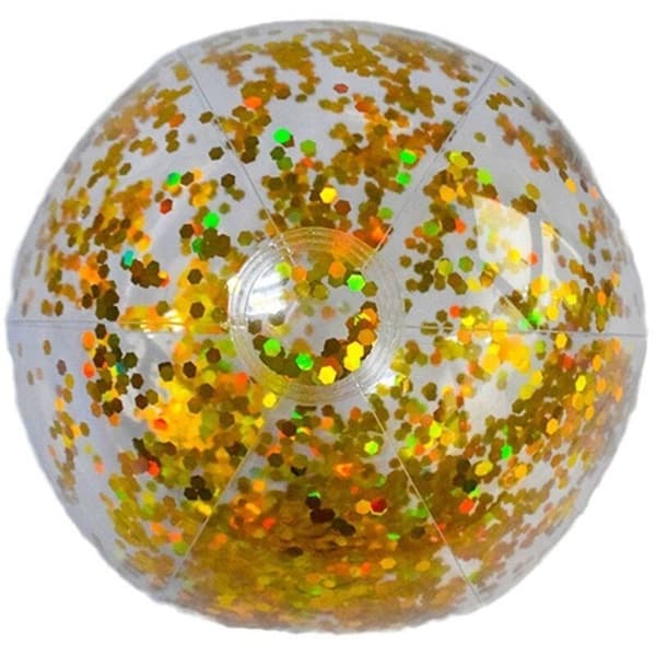 Glitter Oppustelig Vandbold - Børnepoollegetøj - 40 cm Med Luftpumpe Transparent 0.05