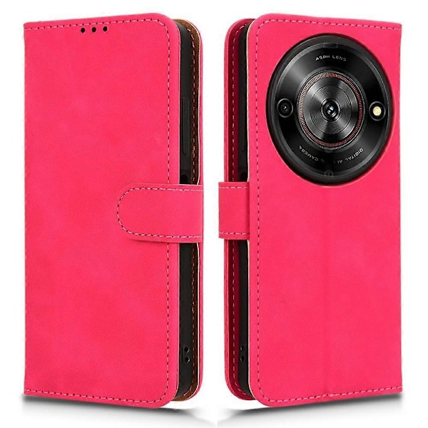 Læderetui til ZTE Blade A75 5G - Hudvenlig, Anti-Drop, Wallet Flip Cover - Grøn Multicolor Red