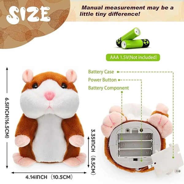 Lär Dig Imitera Talande Liten Hamster Djur Plysch Rolig Leksak Talande Nickande Hamsterdocka Lugnande Gråtande Babyleksak Barnpresent (D) color Dark Brown