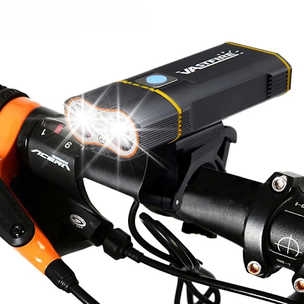 Vandtæt Forlygte til Cykel USB Genopladelig Cykellygte 4 Tilstande Forlygte til Cykelstyr med Rød Advarselsbaglygte[D] Front Bike Light China