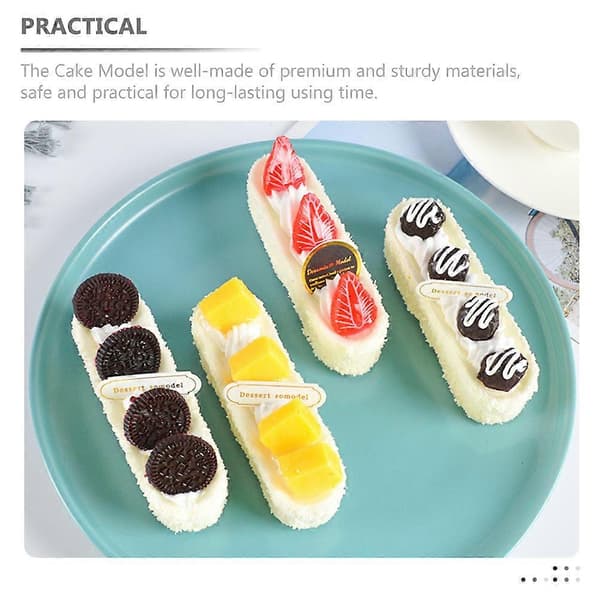 Simulerte kakemodeller, falsk kake til dekorasjon, 4 stk, realistisk design [D]