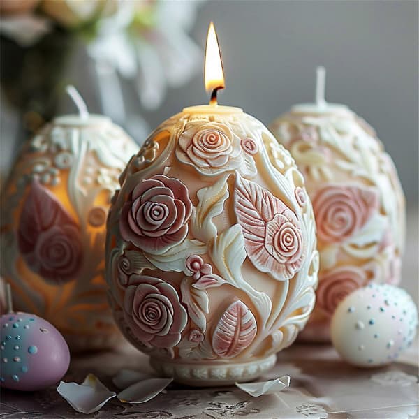 Silikoneforme Rose Blomst Lysforme Epoxy Resin Forme Støbeforme Påske Relief Æg Gipsforme Flerfarvet[D] B