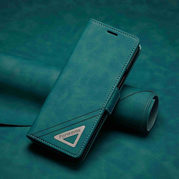 FORWENW Stødtæt PU Læder Stativ Flip Telefonetui Til Samsung Galaxy Z Fold 4 Cyan