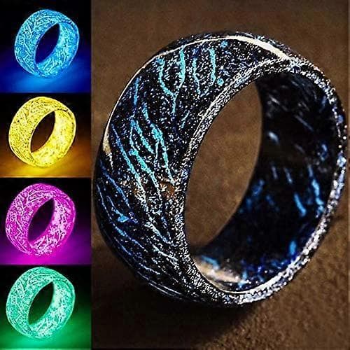Lysande Ring som Glöder i Mörkret Unisex Dekoration Fluorescerande Ring Smycken för Kvinnor Män Blå[D] Blue 11