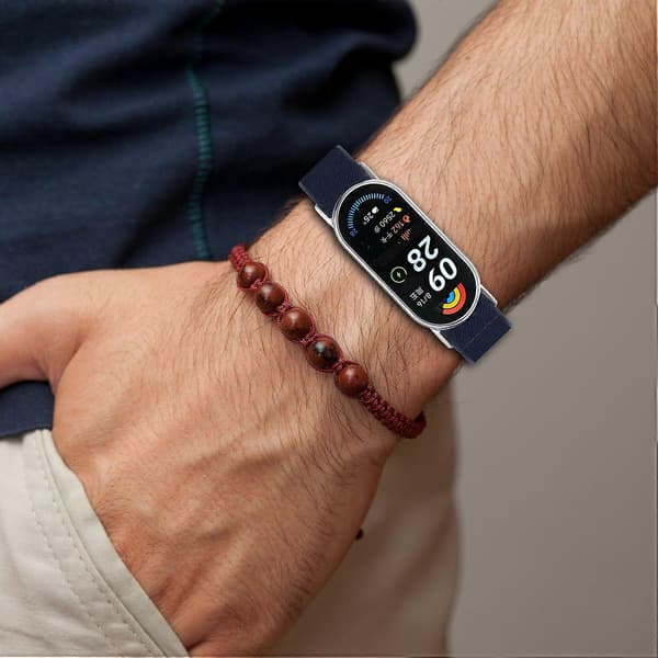 Urrem til Xiaomi Mi Band 9 Ceramic Edition/Smart Band 9 NFC/9/8 NFC/8 Elastisk nylonrem med[D] Multicolor Midnight Blue