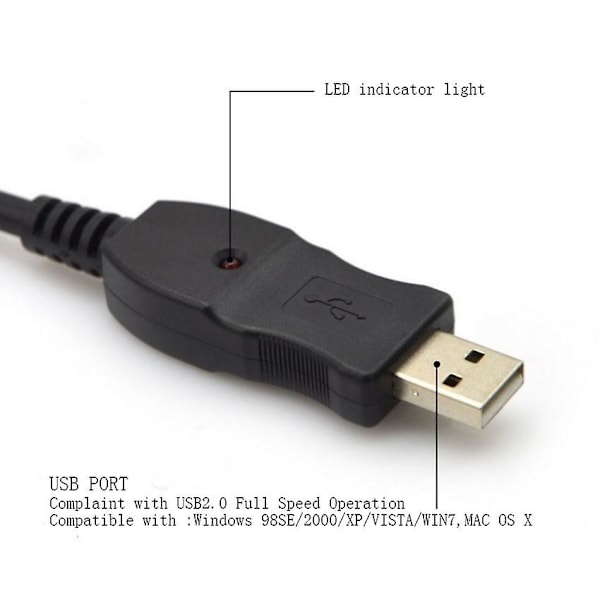 Plug and Play 3M USB Gitarrbas till USB 6.3mm Länkkabeladapter PC Inspelning USB Gitarrkabel[D]