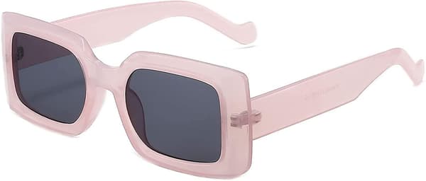 Rektangulära solglasögon för kvinnor, retro, tjocka, mode, fyrkantig ram, glasögon (rosa)[D]