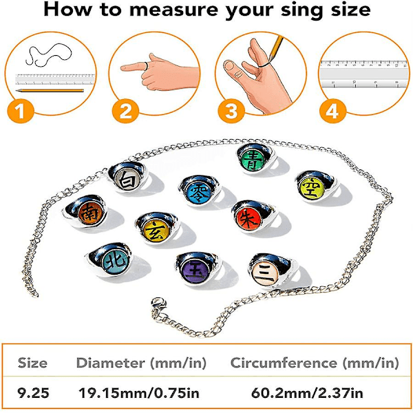 Sett med 10 stk Anime Naruto Sharingan Ringer Actionfigur Cosplay Multicolor 10 Pcs