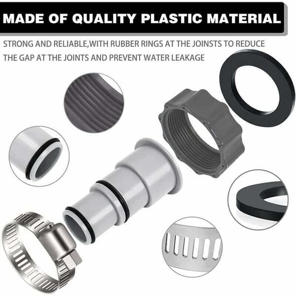 2 poolslangeadaptere Ø 32 og 38 mm, fitting til Intex poolpumpe Noir 0.05