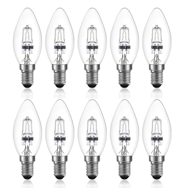 42w E14 C35 Dimbar Halogenlampa Ac 220-240v Varmvit 2700k E14 Transparent Halogenljus (10st)[D]