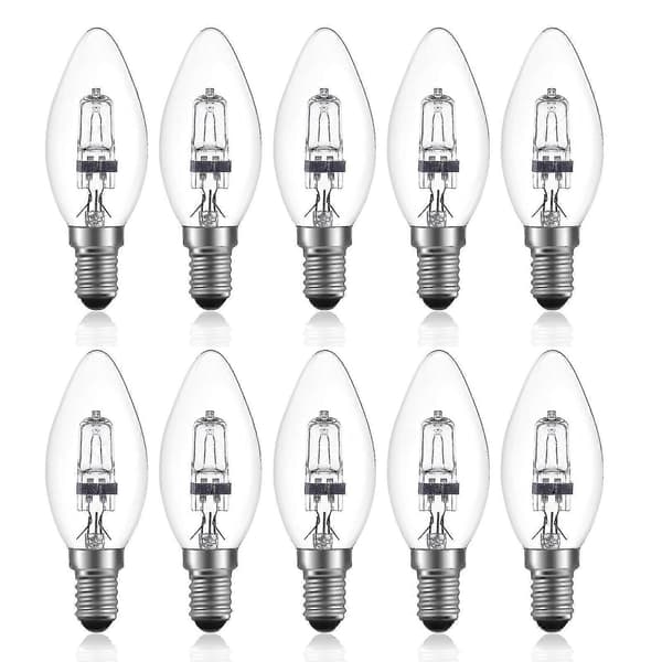42w E14 C35 Dimbar Halogenpære Ac 220-240v Varmhvit 2700k E14 Transparent Halogen Lyspære (10 stk)[D]