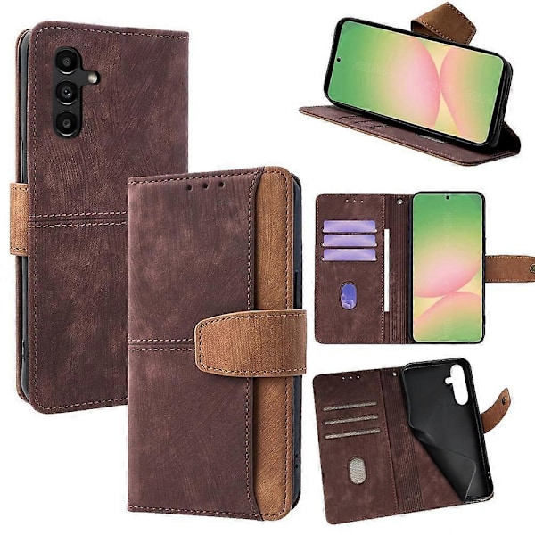 Läderfodral med Skinnkänsla för Samsung Galaxy A15 4G / 5G[D] Brown