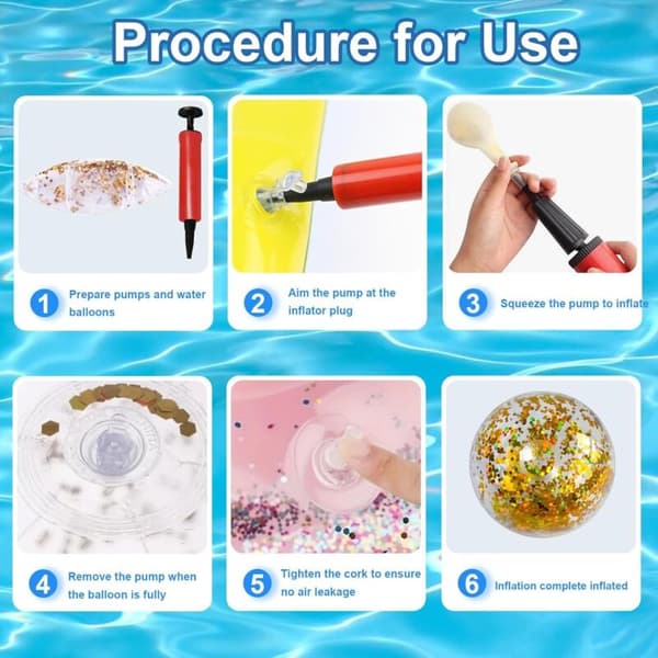 Glitter Oppustelig Vandbold - Børnepoollegetøj - 40 cm Med Luftpumpe Transparent 0.05