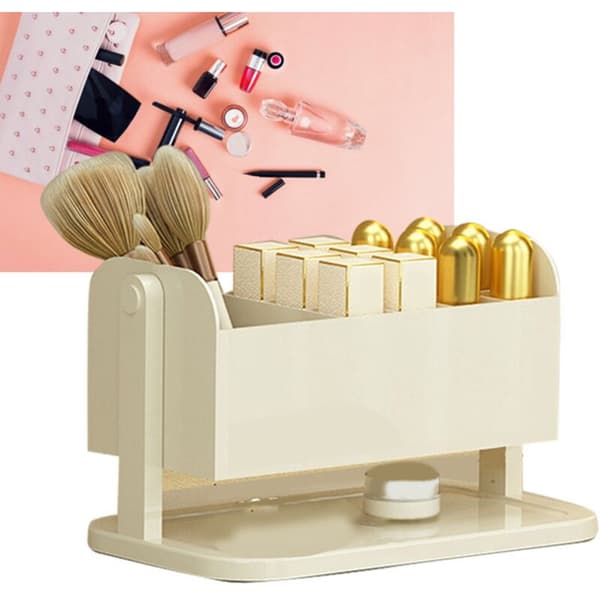 Mælkehvid makeup-organizer med rum til læbepomader, børster og øjenbrynspenne Multicouleur