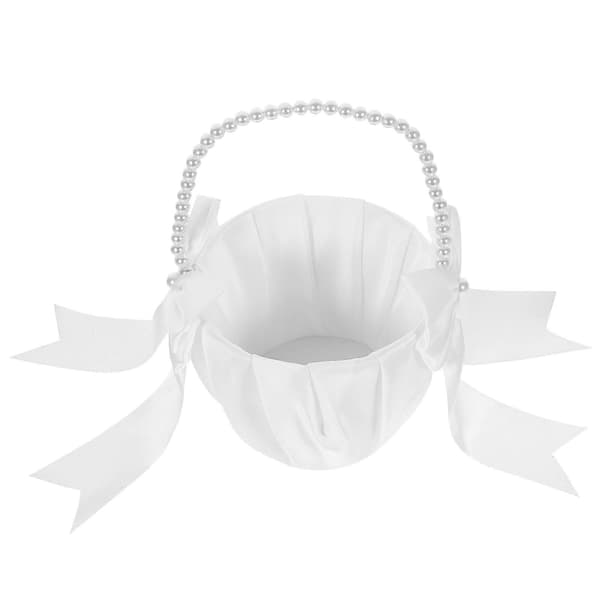 Bröllopskorg Blomsterflickakorg Blomkorg Bröllopsblomma Blombladskorg Blomsterflickakorg[D] White 23.00X13.00X13.00CM