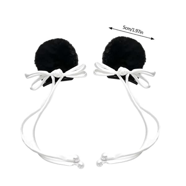 Ergonomisk Hårklämma med Pandaöron Polyester Hårnål Bekväma Håraccessoarer Hårprydnader för Barn och Pandaälskare[D] White