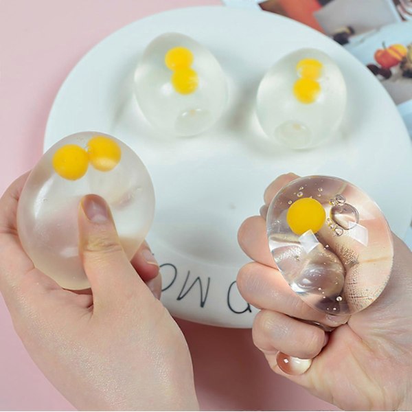 3 st Ägg Squishies Leksaker Mjuka Klämleksaker Sticky Hands Squishy Anti Stress Klämma Äggvita, Dekompressionsbollar för vuxna för Ångestlindring[D]