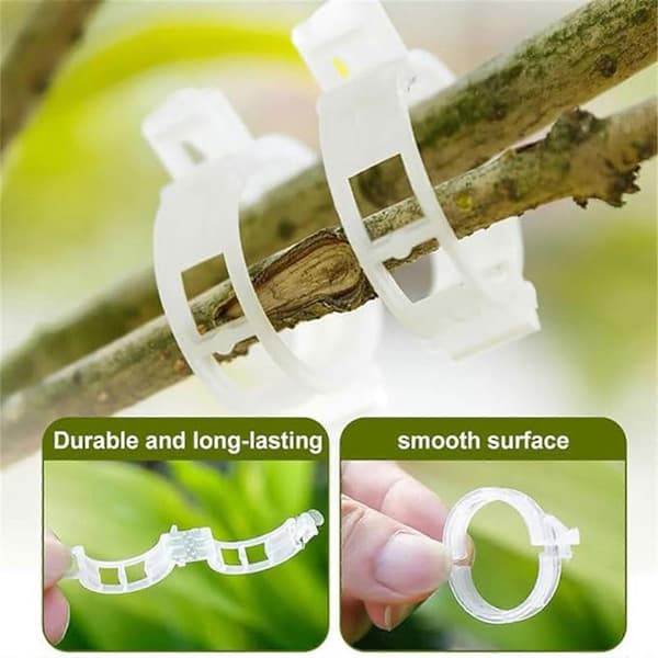 400 stk. Plantefesteclips i plast, bindeklips, podeclips, festeanordning [D] White