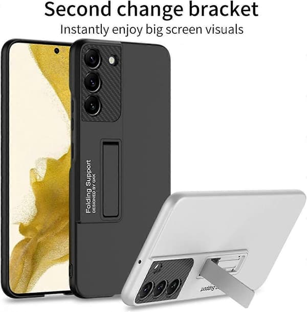 För Samsung Galaxy S22 Mobilskal, Vikbart Ställ Frostat Textur Ultratunn Stötsäker Slitstark Skydd (Silver)[D]