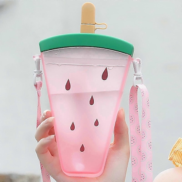 Vannflaske Søt Popsicle Vannkopp Frukt Vannkopp Bærbar Plast Vannkopp Med Lanyard[D]