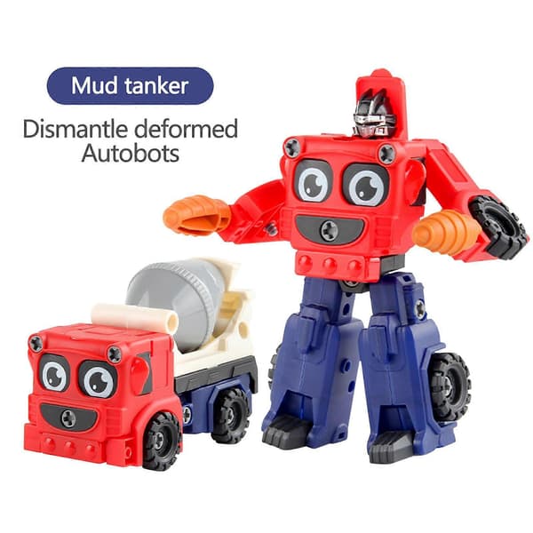 Billeksak Barnleksaker DIY Demontering Och Montering Deformationsbil Man Grävmaskin Lastbil Manuell Skruvmontering Deformationsbil[D] A