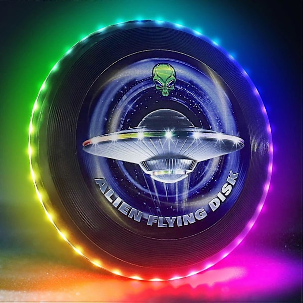 Glow in The Dark LED Flydisk - 38 RGB LED-lys, 7+5 lysmoduser, Ladbar, IP65 Vanntett Utendørs Spill Kule Leke for Voksne og Familie/Gutter/