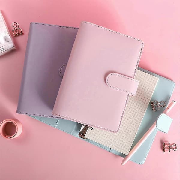 A6 Ringbind PU Læder Notesbog Cover Macaron Farve Dagbog Agenda Planner Papir 26s[D] Yellow
