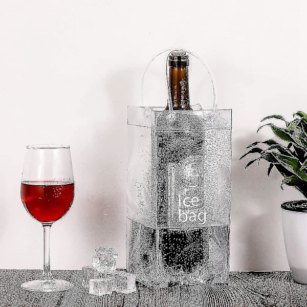 3 Stykker Bærbare Isvinposer Vin Kjølepose Pvc Vinposeposer Med Håndtak[C]