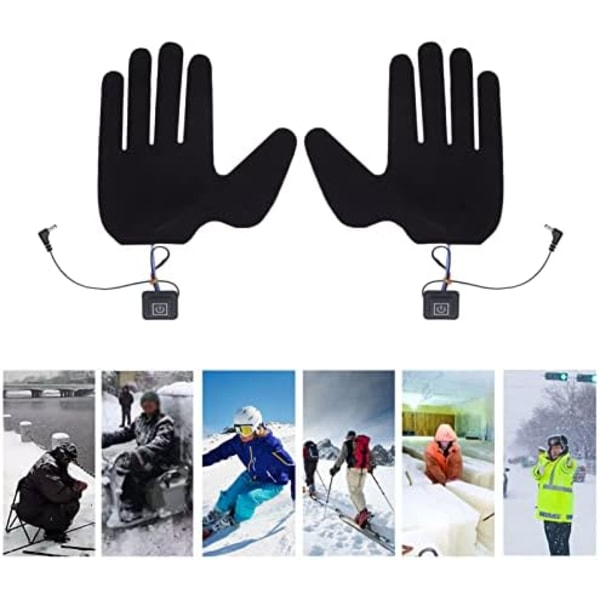 Opvarmede Handskeforinger, Elektriske Vanter, 5-Fingers Handskevarmere med 3 Justerbare Trins til Ski og Cykling