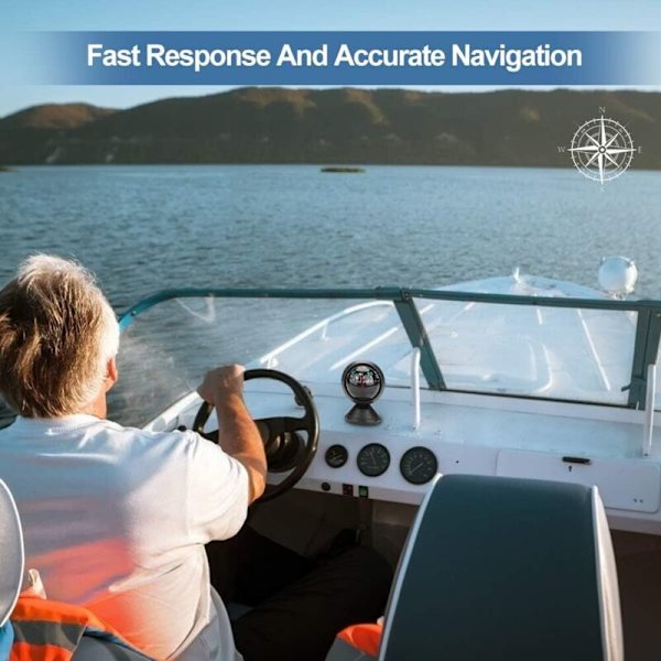 x kompas, selvklæbende montering, præcis urskive, sort ABS, bil, båd, lastbil navigation