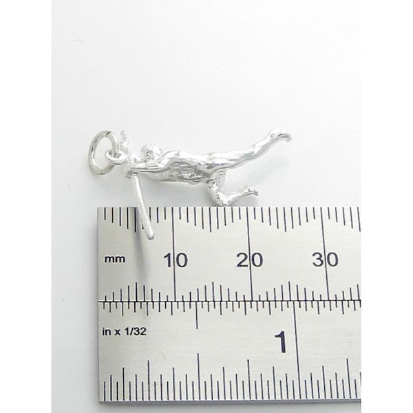 Seiväshyppääjä Sterling Hopea Charm .925 X 1 Yleisurheilu Seiväshyppy Charms - 5067
