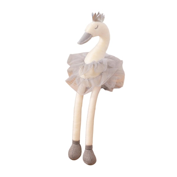 Tullkjol-Svan Plyschleksak Sittande Långbenta Svan Plushie Fylld Djurdocka Sov Kudde Heminredning