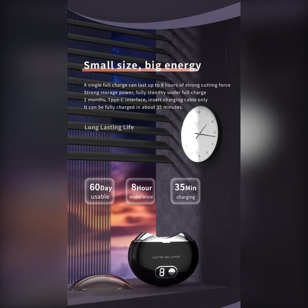 Elektrisk neglefil og klipper med LCD-display - Sort (5-i-1 Multifunktionel)