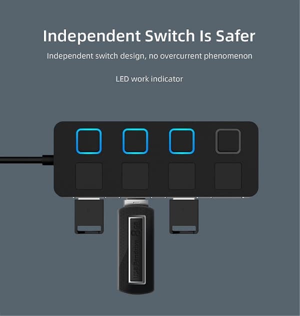 Multi 4 Port USB Hub 3.0 Driven Snabb Förlängare Adapter Splitter Laptop PC NIUNIU[D]