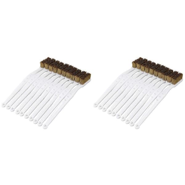 20 st 17,5 cm lång plast vit handtag borstborste mässing metall[D] White