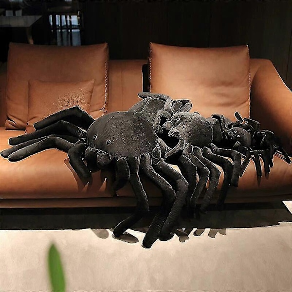 Realsitisk Stor Edderkopp Plysj Leke Myk Plushie Stoffdyr Skummel Edderkopp Dukke Halloween Romdekorasjon Barn Bursdagsgave Black 80CM